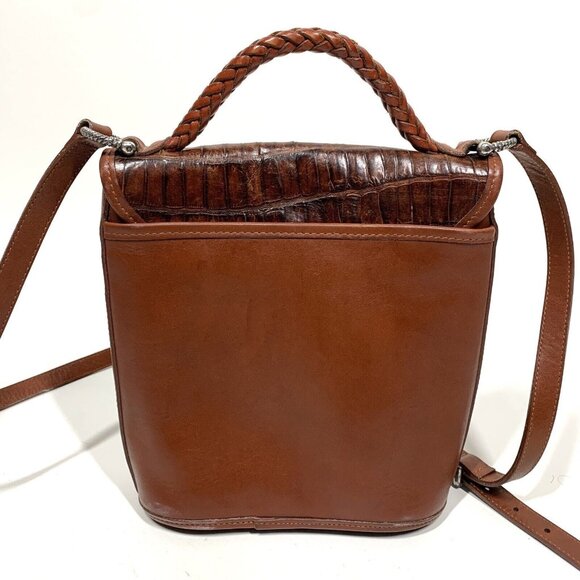 Brighton Vintage Y2K 90s Leather Medium Bucket Bag Purse, Crossbody Shoulder Bag - Picture 3 of 13